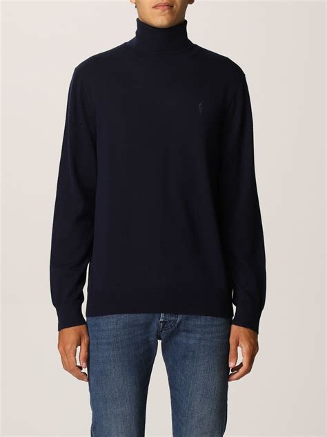 Polo Ralph Lauren Turtleneck In Merino Wool Navy Sweater Polo