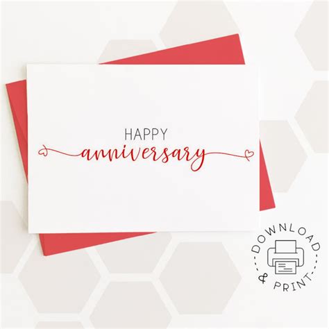 Printable Happy Anniversary Card / Instant Download PDF / Anniversary ...