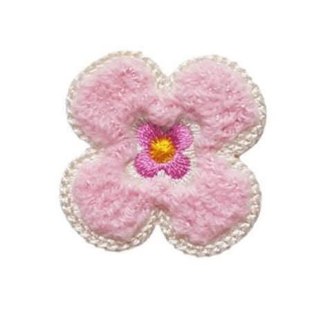 Patch Ecusson Thermocollant Fleur Avec Bouclettes Coloris Rose Clair