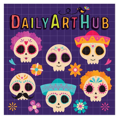 Day Of The Dead Skulls Clip Art Set Daily Art Hub Graphics Alphabets And Svg