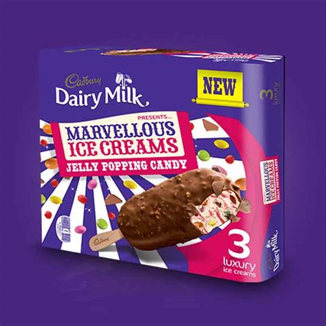 Cadbury Dairy Milk Marvellous Ice Creams Jelly Popping Candy Sticks 3 X