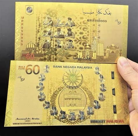 Malaysia Gold Foil Banknote Mrr 60 Ringgit 马来西亚金箔钞mrr60纪念钞 Lazada