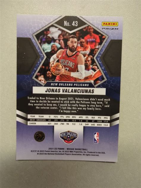 Panini Mosaic Jonas Valanciunas Green Mosaic Prizm Pelicans