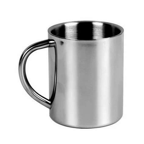 Silver Round Stainless Steel Army Double Walled Mug Sizedimension