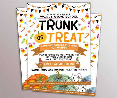 Customizable Trunk or Treat Flyer, DIY Editable School Neighborhood Ch ...