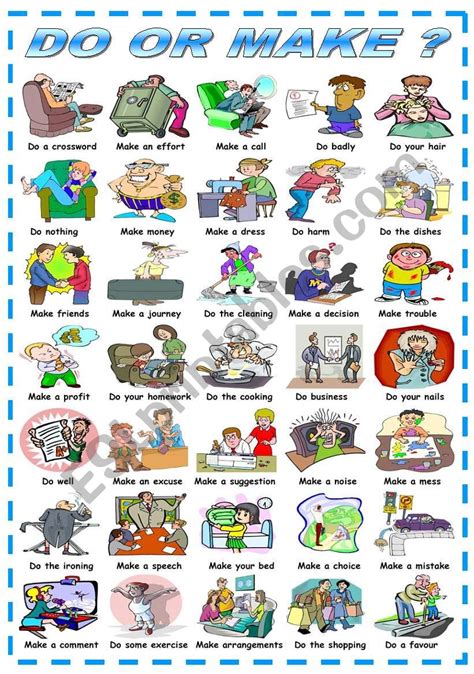 Do Or Make Pictionary B W Version Included Esl Worksheet By Katiana