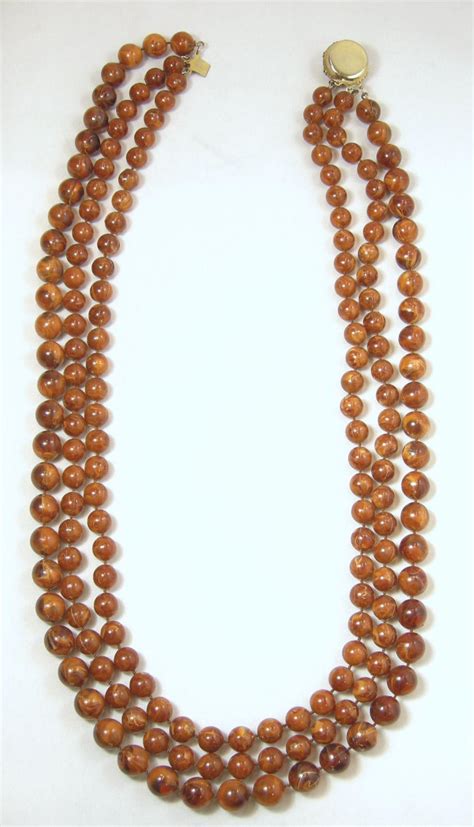 Vintage 3 Strand Brown Beaded 1960s Necklace For Sale At 1stdibs Brown Bead Necklace