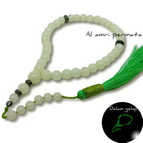 Tasbih Batu Fosfor Butir Original Menyala Dalam Gelap Tasbih Batu