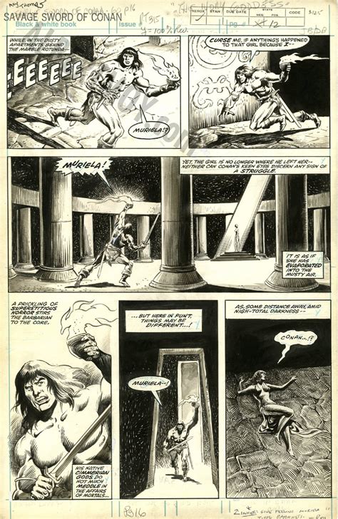 Albert Moy Original Comic Art Savage Sword Of Conan By John Buscema