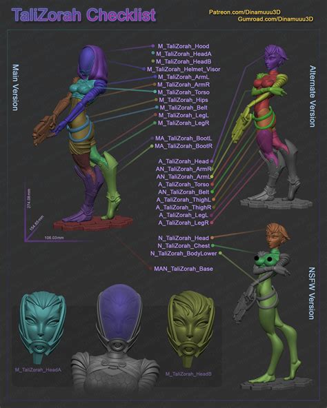 Talizorah Mass Effect Multi Versions Sfw Nsfw Stl D Model D Printable