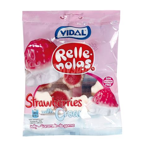 Vicente Vidal Golosinas Fresas Rellenas De Nata Bolsa 100 Gr