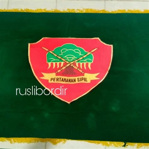 Jual Bendera Pataka Bordir Logo Linmas Dua Muka Gambar Bisa Custom