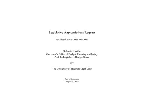 Legislative Appropriations Request