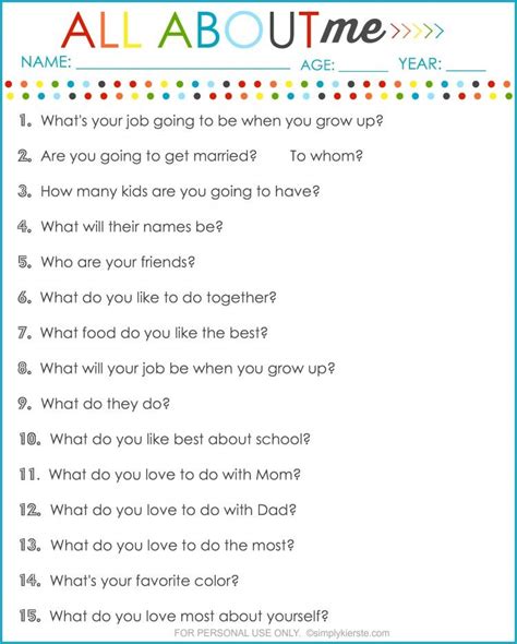 Annual Interview Questions for Kids | oldsaltfarm.com | Comparativos en ...