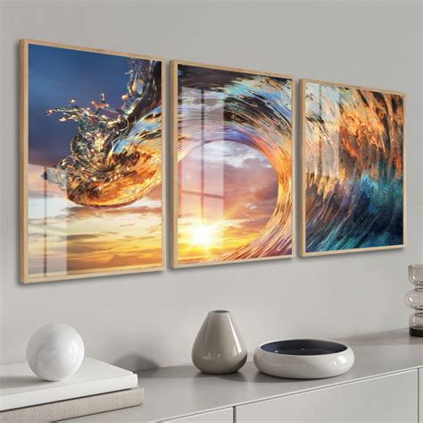 Quadro Decorativo Ondas Do Mar Praia P R Do Sol Moderno Elo