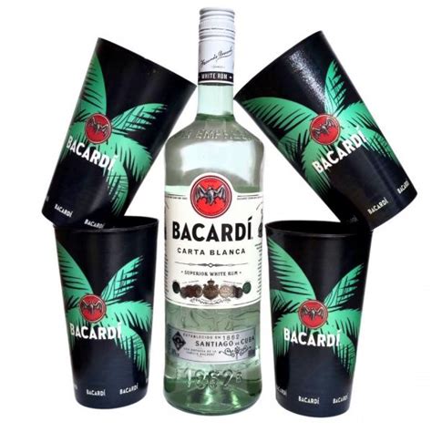 Kit Rum Bacardi Superior Carta Blanca Ml Copos Personalizados Na