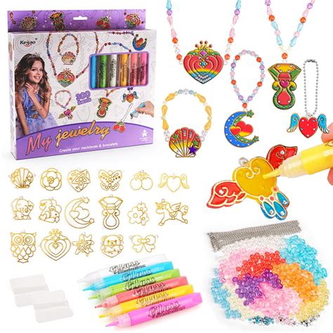 SUNNYPIG Arts & Crafts Kit for Kids 3-8, DIY Jewelry Making, Unisex ...