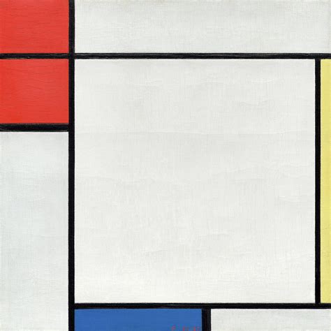 Yellow Mondrian Composition With Red And Blue