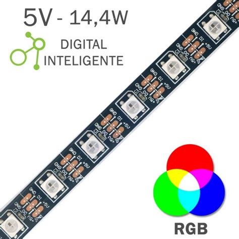 Tira LED Digital 5V 14 4W IP20 RGB PIXEL Longtitud Metros Tira LED