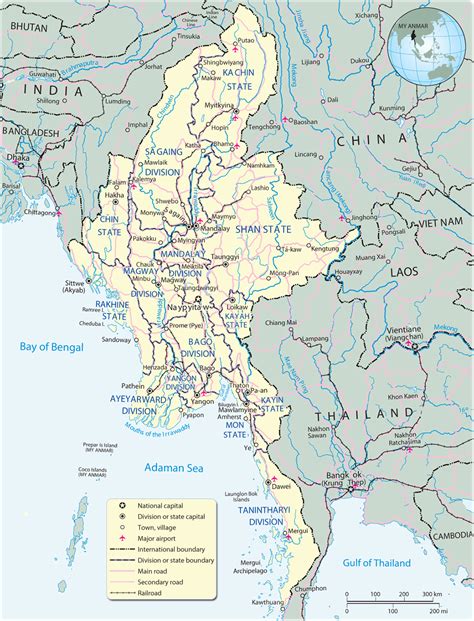 Map of Myanmar - Yangon - Asia