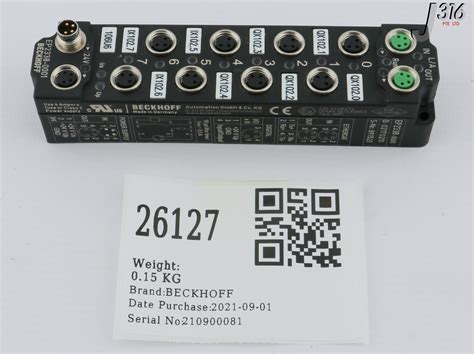 26127 BECKHOFF ETHERCAT BOX 8 CHANNEL DIGITAL COMBI EP2338 0001