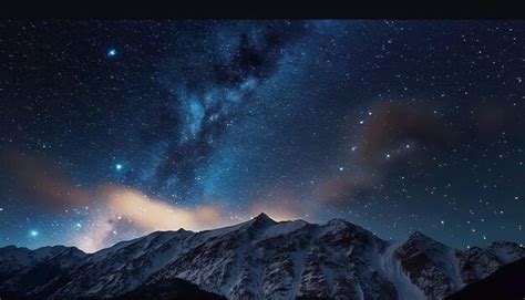 Premium Photo Night Starry Sky Over Mountain Landscape Generative Ai