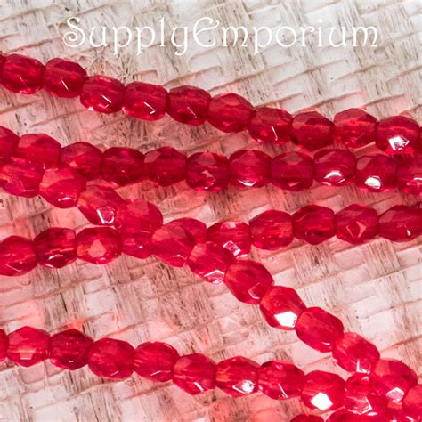 4933 50 3mm Firepolished Siam Ruby Round Beads Fire Polished Round 3mm Siam Ruby Red Beads Red