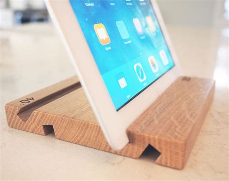 Tablet Holder 4 Angle Deluxe White Oak Wood From The Hood