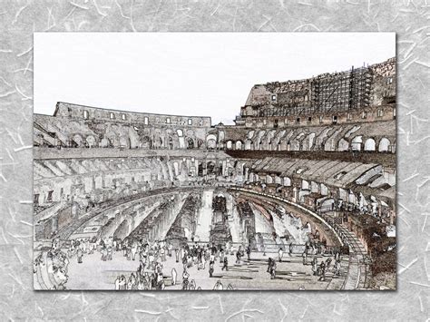 Interior 3, the Colosseum 5, Rome Sketch - Etsy