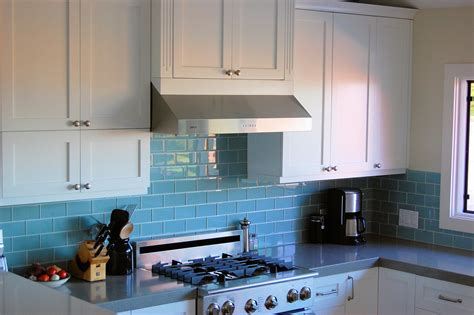 Blue Glass Subway Tile Kitchen Backsplash Things In The Kitchen