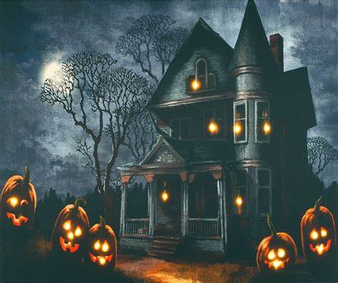 Haunted House Lighted Up Led Canvas Printing Wall Art Buy Led Canvas