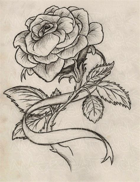 Free Rose With Ribbons Drawings Download Free Rose With Ribbons