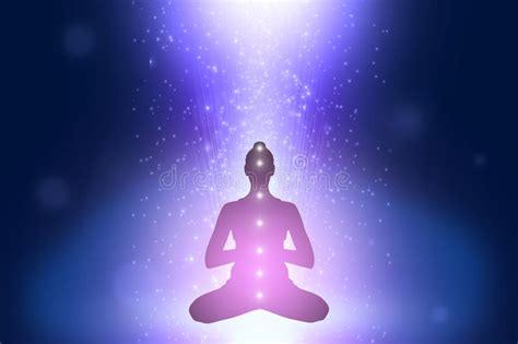 Meditation Silhouette With Chakra Points Stock Illustration