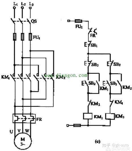 三相异步电动机正反转控制电路的原理图和动作原理 知乎