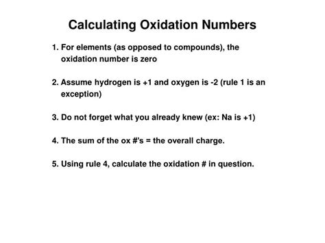 PPT Calculating Oxidation Numbers PowerPoint Presentation Free