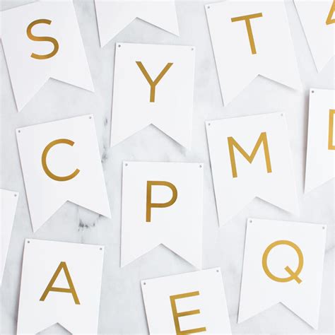 Gold Foil Stamped White Alphabet Custom Letter Banner Etsy