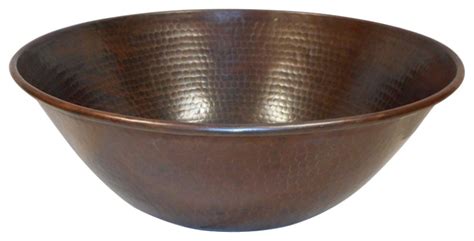 SimplyCopper 14" Rustic Round Vessel Copper Bath Sink