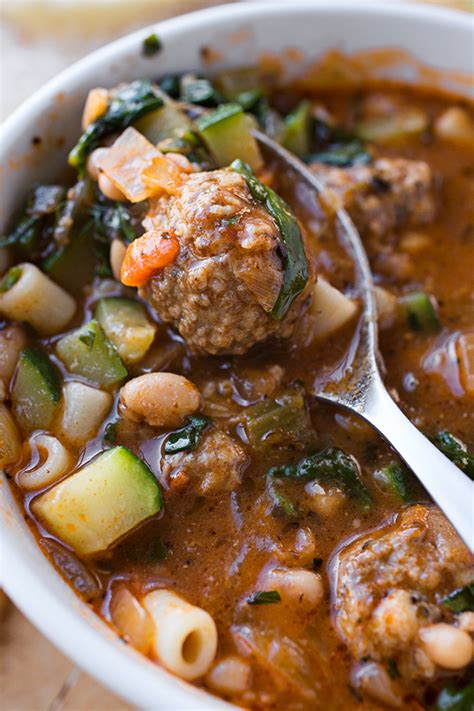 Italian Meatball Minestrone Soup With White Beans