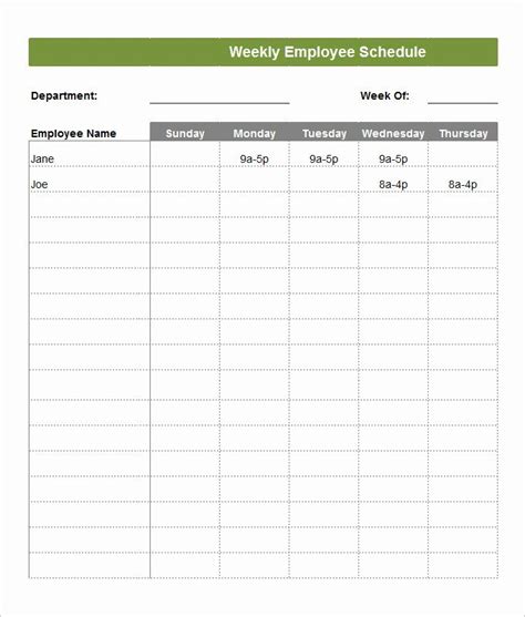 Employee Schedule Template Word New Employee Schedule Template 14 Free ...