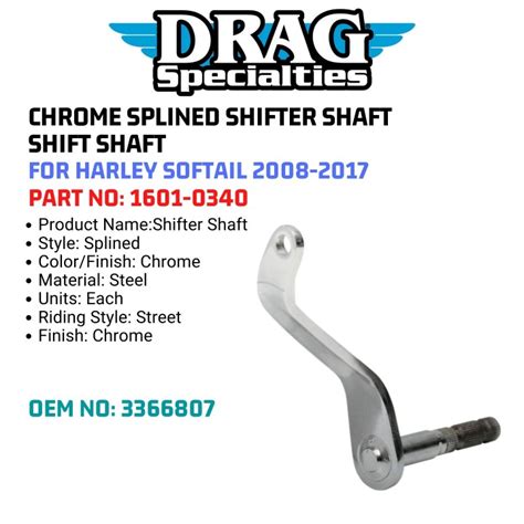 Budung Cycles Drag Specialties Chrome Splined Shifter Shaft Shift