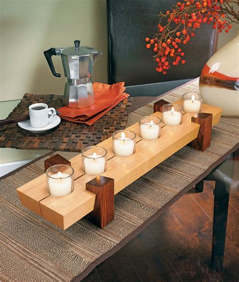 Wooden Candle Holder Centerpiece