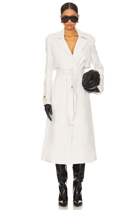 Bardot Faux Leather Trench Coat In Ivory Revolve