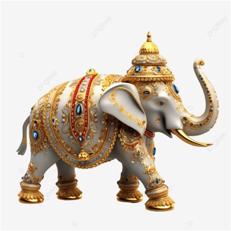 Gold Golden Three Dimensional D Thai Elephant Jewelry Gem Diamond