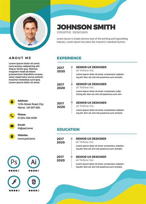 Beautiful And Designer A4 Resume Cv Psd Template Psd Zone