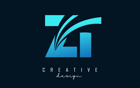 Creative Blue Letters ZT Z T Logo With Leading Lines And Road Concept