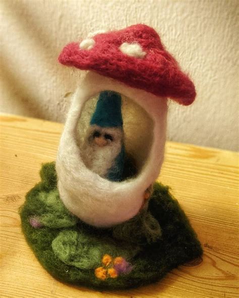 Sunday Crafternoon Needle Felted Mushroom House Complete With Tiny