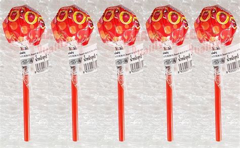 5 Stick Chupa Chups Lolipop Candy Strawberry Flavor Lollies Tongue