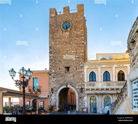 Taormina Sicily Italy February Historic Old Town With