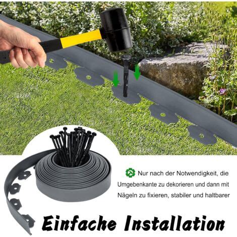 UISEBRT Rasenkante Kunstoff 30m Flexible Lawn Edging Mit Erdanker