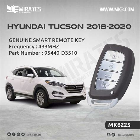 Hyundai Tucson 2018 Clé à distance intelligente 433 MHz 95440 D3510 MK3